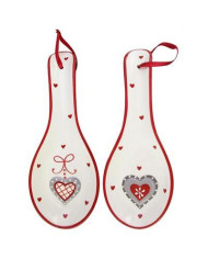 Poggia mestolo ceramica cuore, 25.5x9.52.0 cm col. bianco rosso (il prezzo fa riferimento al singolo pezzo)
