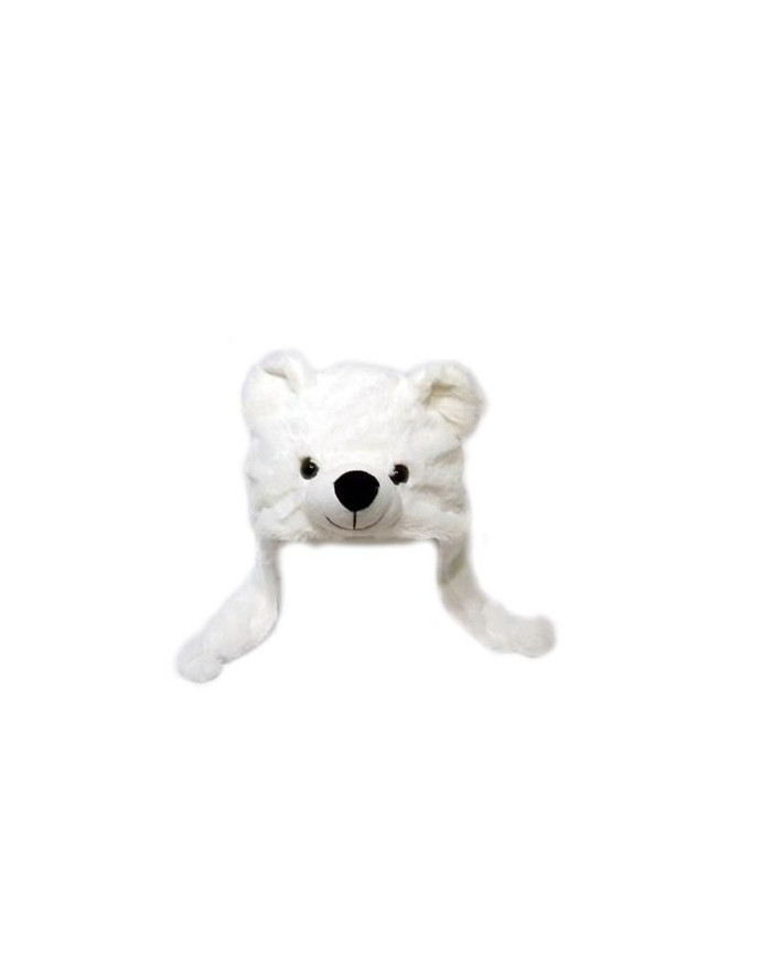 berretto orso bianco peluche, 40x26 cm