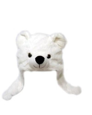 berretto orso bianco peluche, 40x26 cm