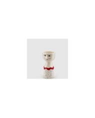 Vaso faccia con pois h23 cm d 11 cm col. rosso bianco