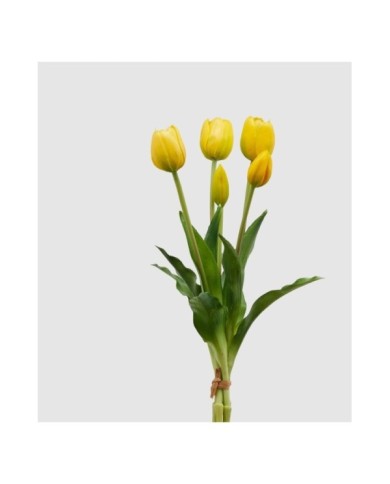 Mazzo di tulipani con 5 fiori h. 40 cm col. giallo