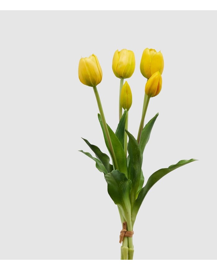 Mazzo di tulipani con 5 fiori h. 40 cm col. giallo